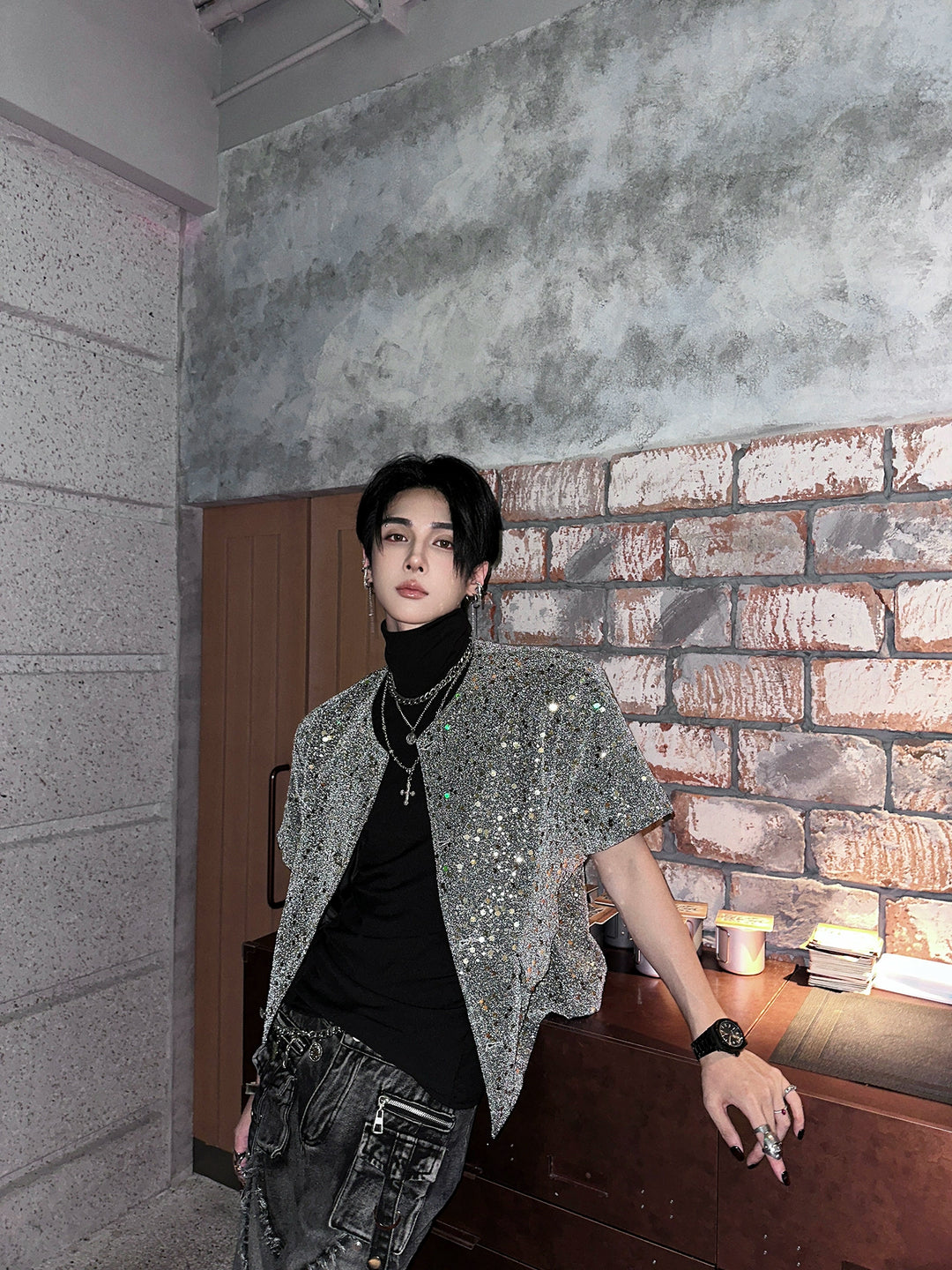 Sequin Short Sleeve Fashion Jacket