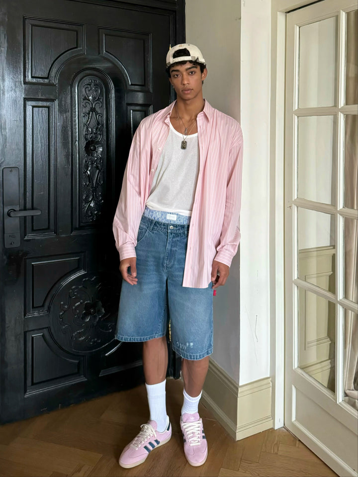 Oversized Striped Casual Long-Sleeve Shirt