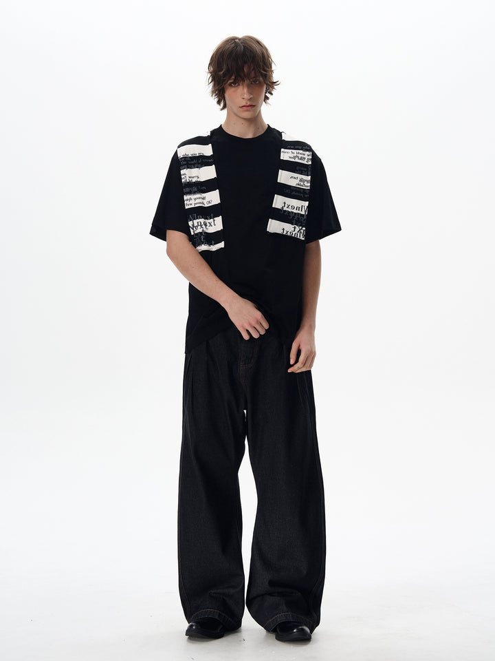 Striped Patchwork Short Sleeve Pullover