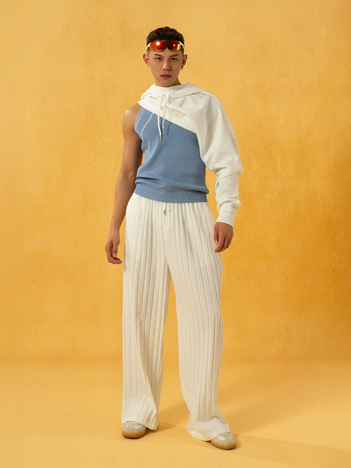 Single-Sleeve Off-Shoulder Hooded Sweatshirt