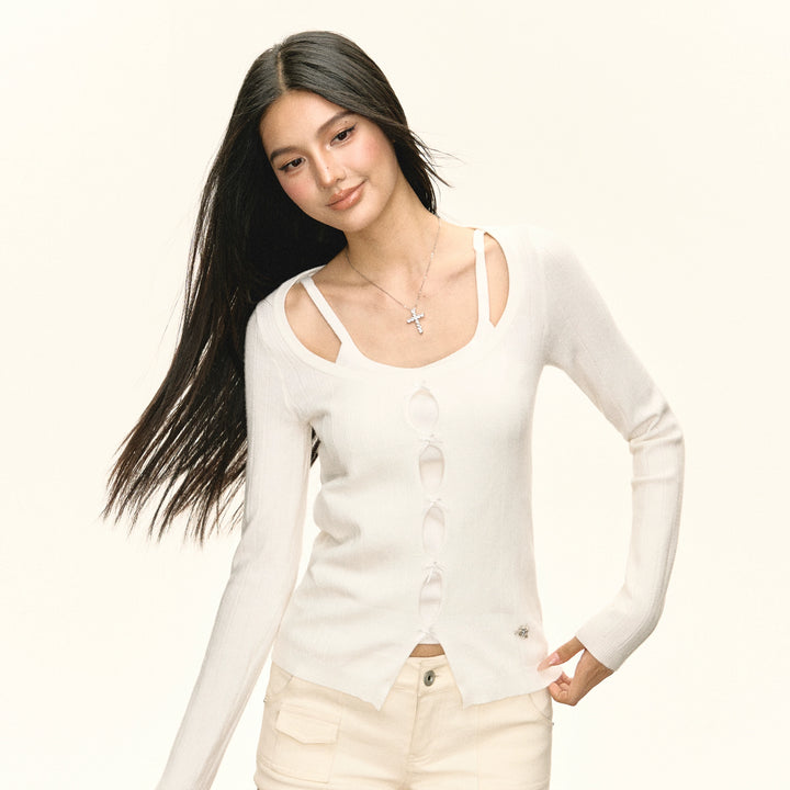 Cutout Knit Retro Sweater