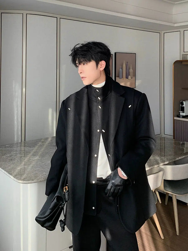 Woolen Blazer with Shoulder Pads