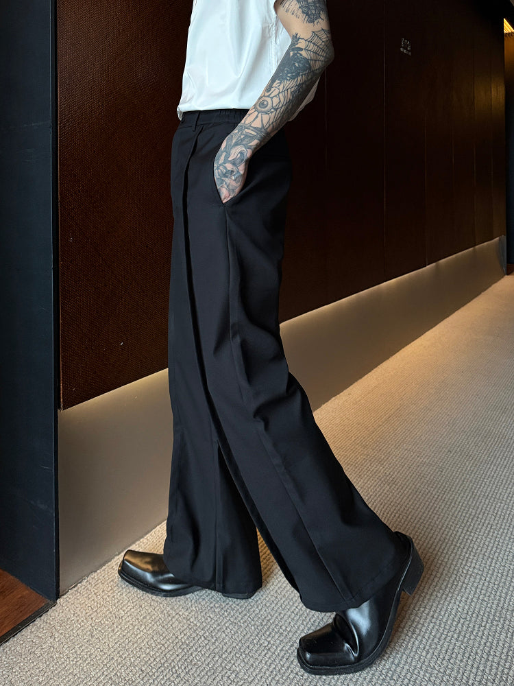Black Slim Fit Pleated Trousers