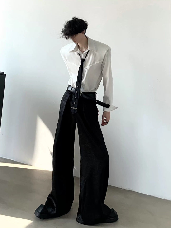 Deconstructed Shoulder Pad Ice Silk Shirt
