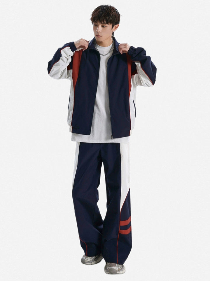 Conjunto de chaqueta deportiva y pantalones de corte holgado retro