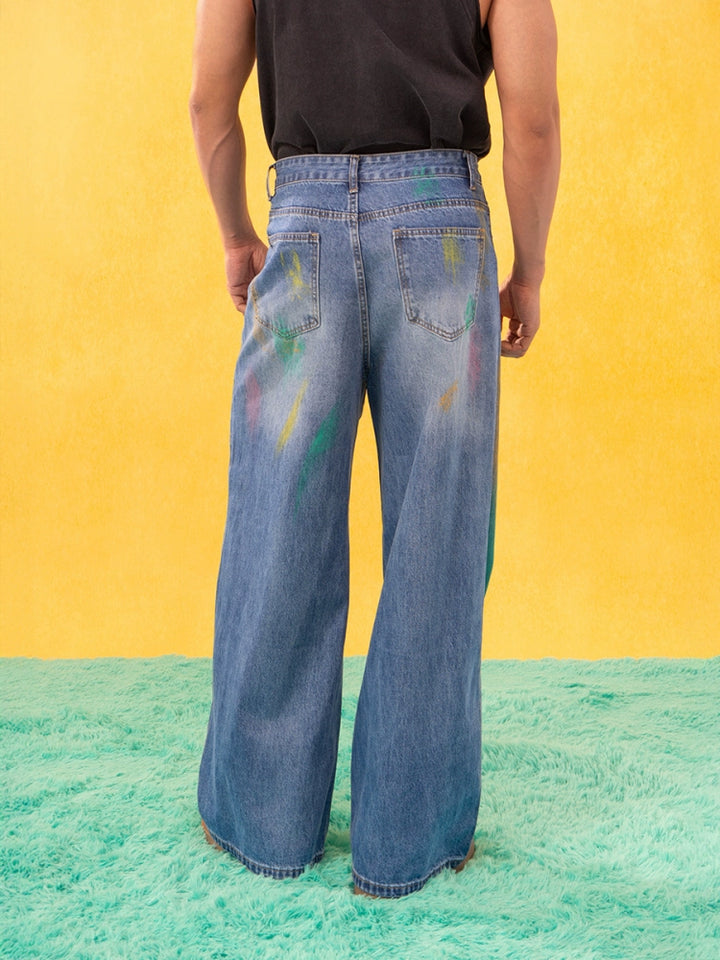 Paint Spray Loose Wide Leg Jeans