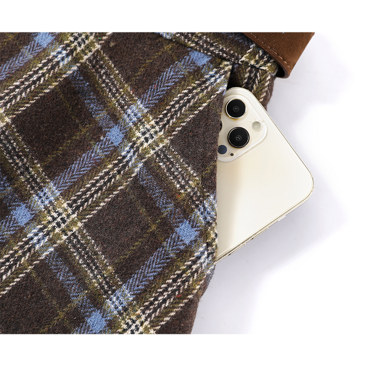 Plaid Irregular Hem Midi Skirt