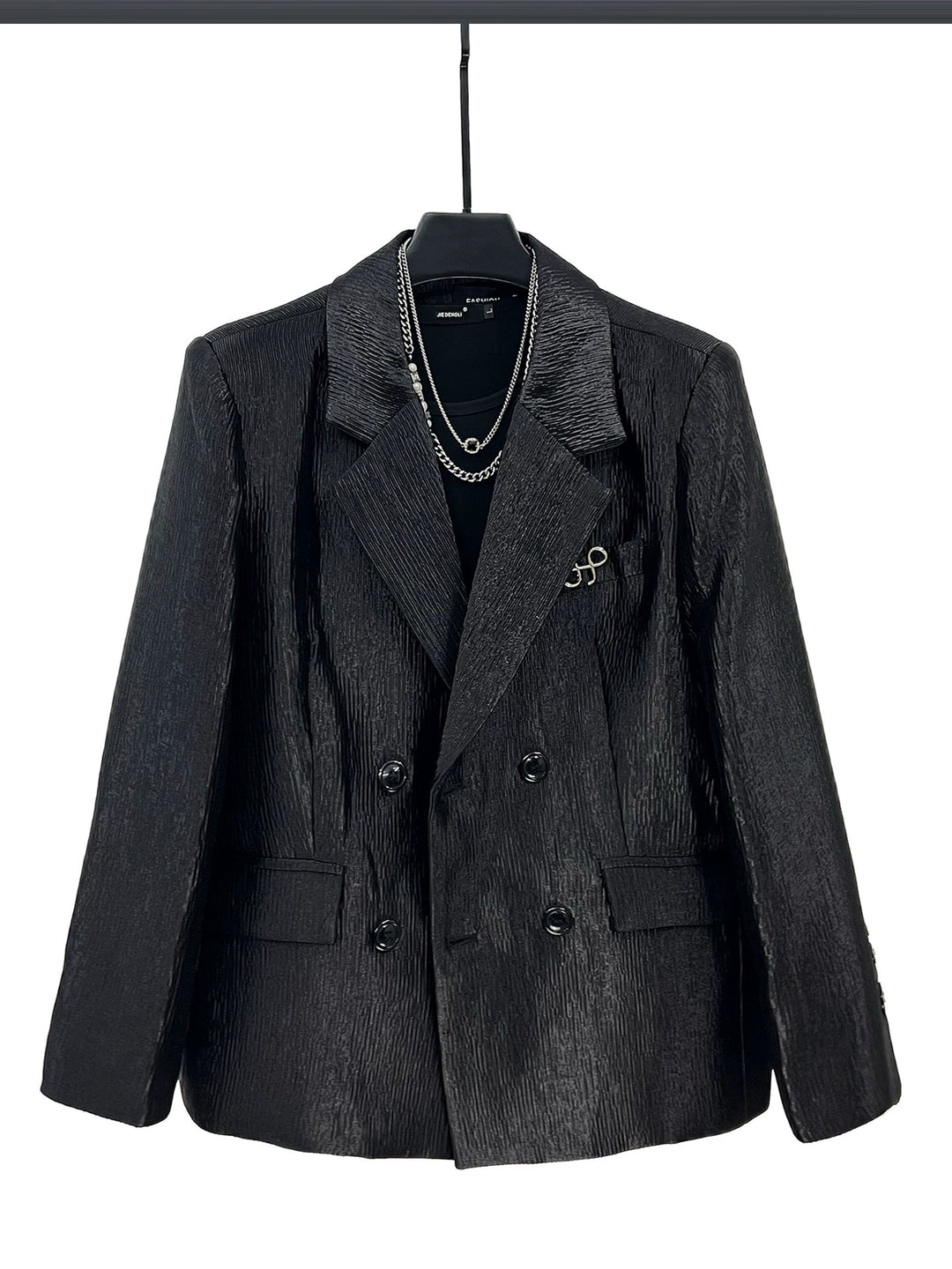 Double-Breasted Pleated Casual Suit Jacket