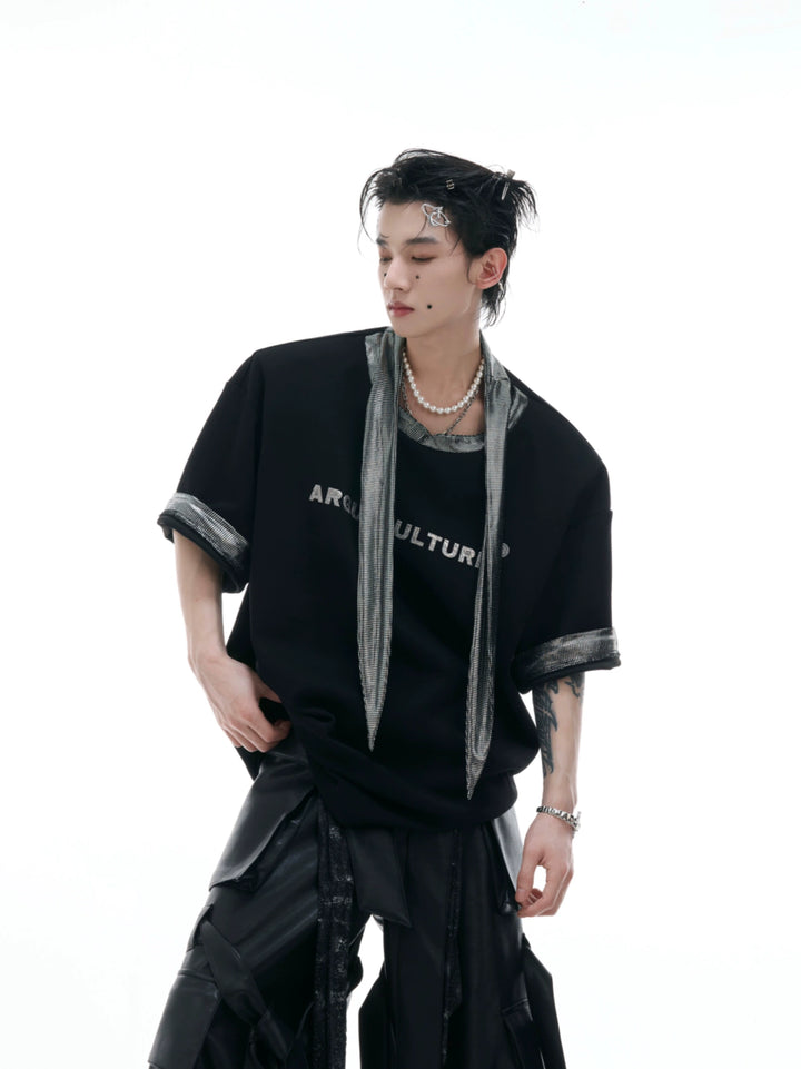 Metal Print Short Sleeve Pullover