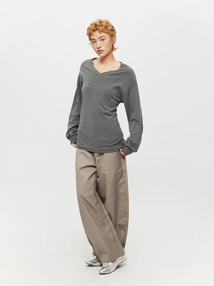 V-Neck Lace-Up Bottoming Top