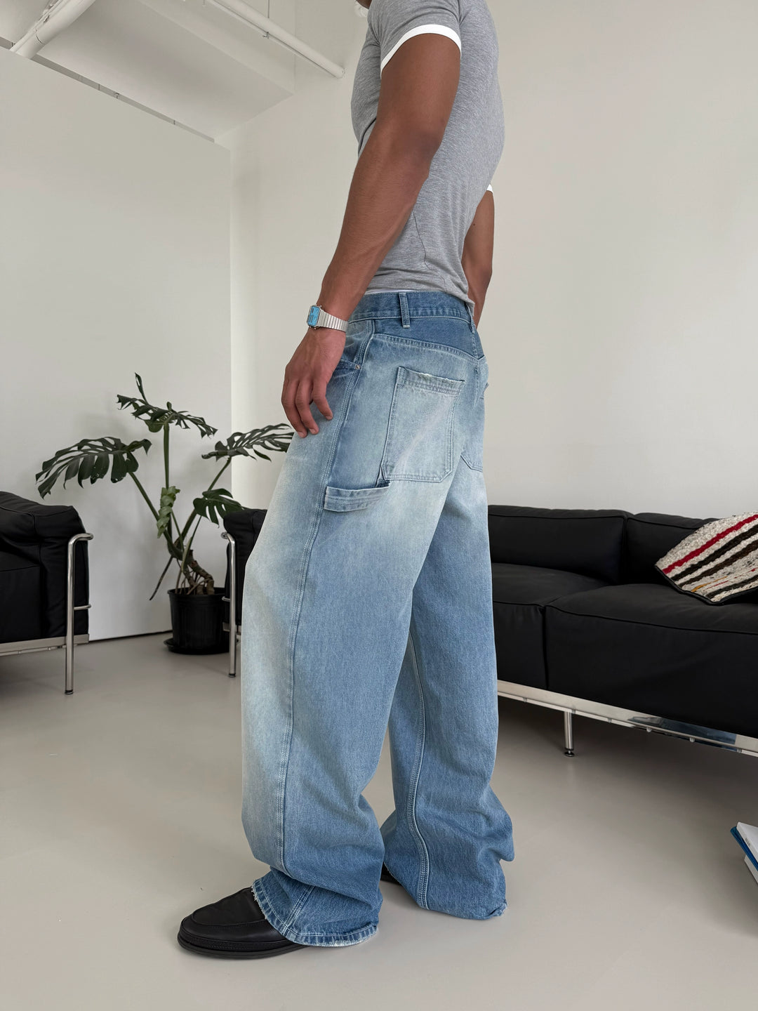 Bamboo Cotton Straight-Leg Denim Pants