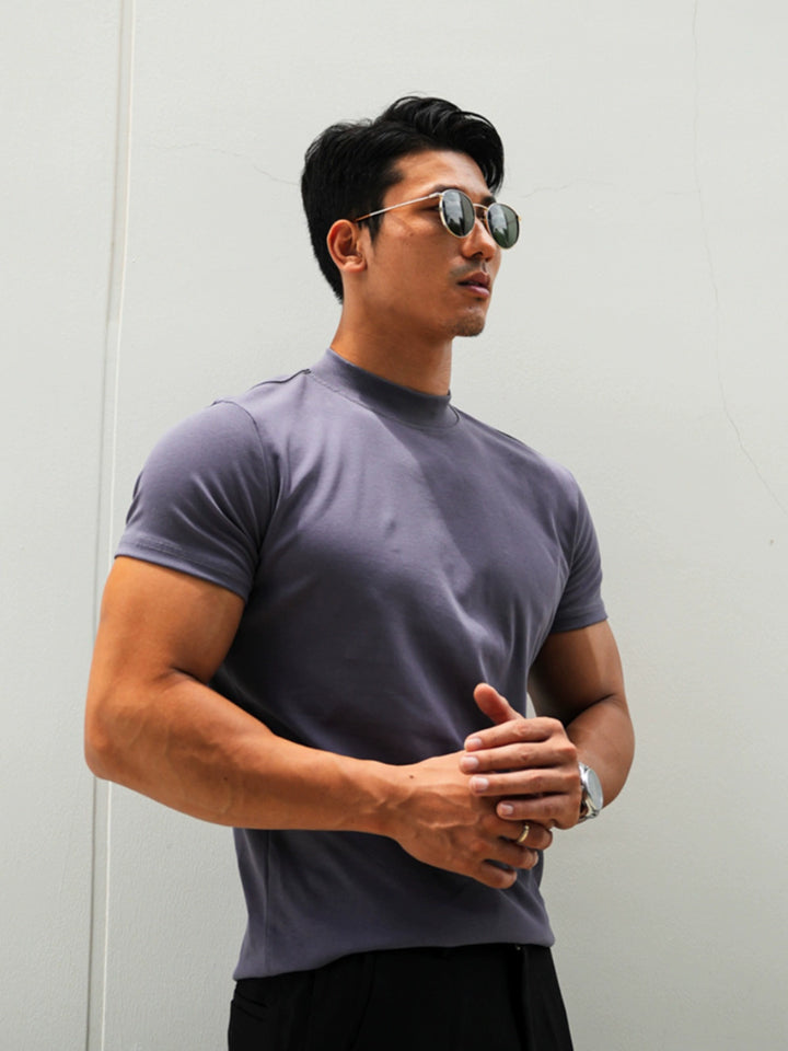 Half-High Collar Slim Fit Short Sleeve T-Shirt