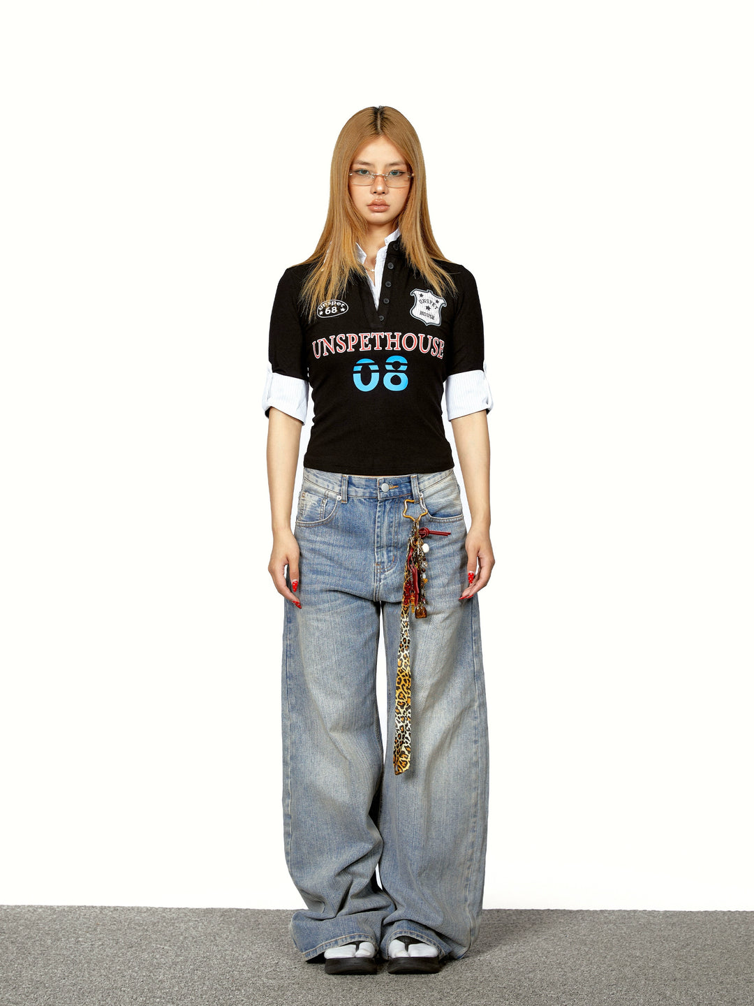 Polo Collar Printed Slim Fit Top