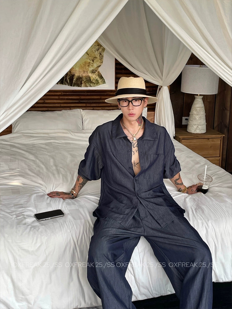 Relaxed Fit Casual Suit Shirt and Pants