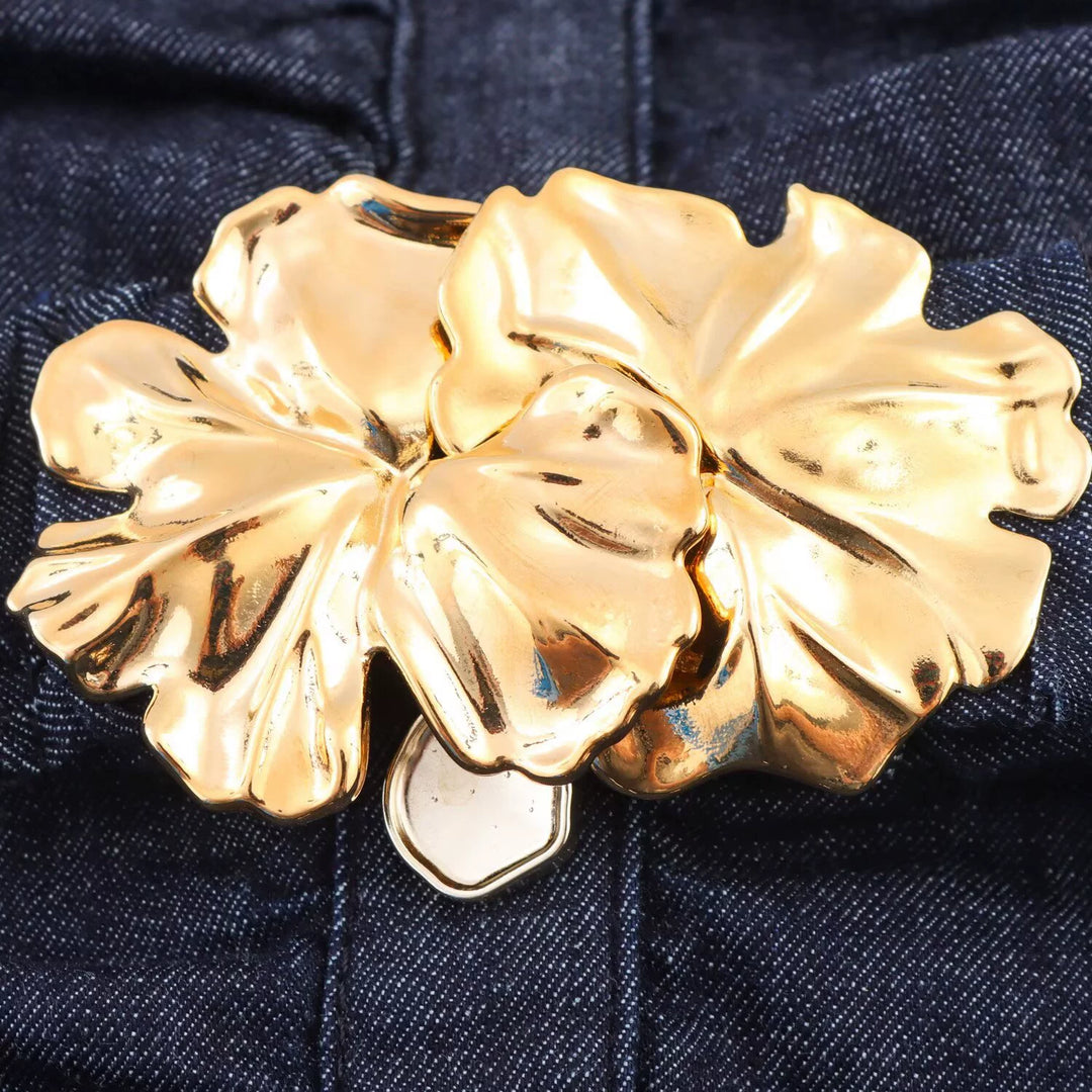 ノースリーブ ベルト付き デニム ミディドレス