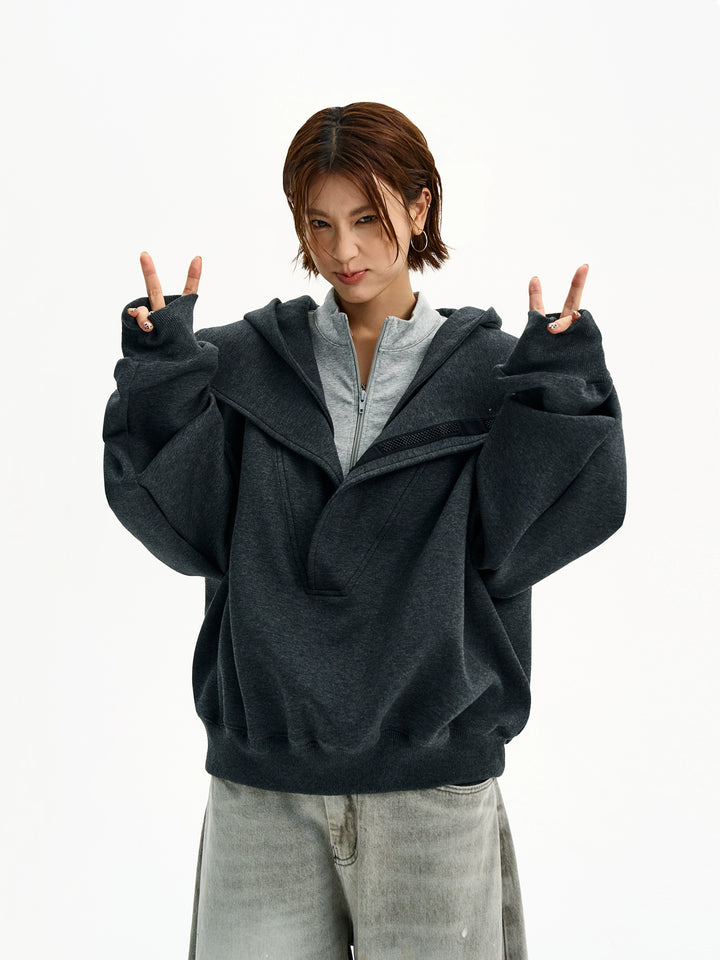 Oversized Hoge Kraag Hooded Sweatshirt