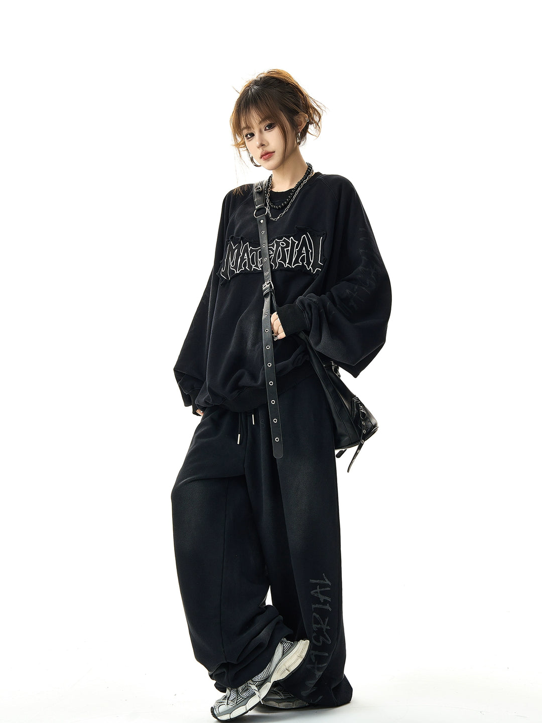 Overmaatse Geborduurde Wasteland Stijl Sweatshirt