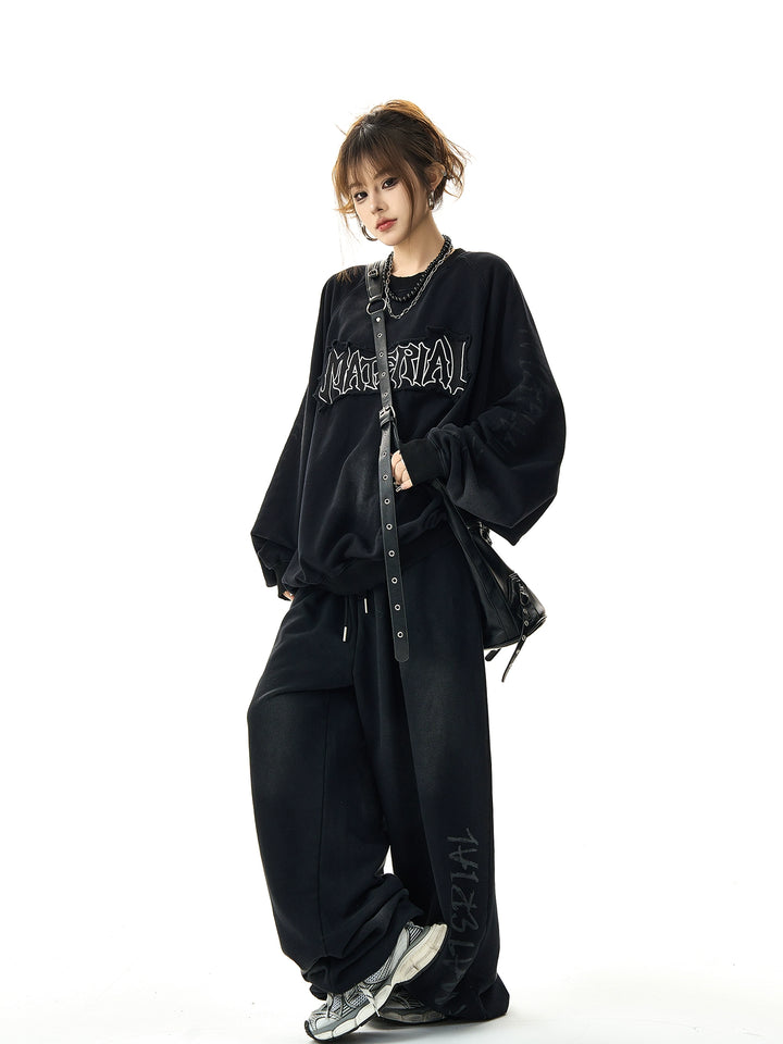 Overmaatse Geborduurde Wasteland Stijl Sweatshirt