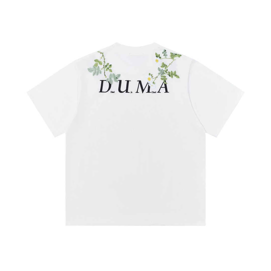 Blommig broderad bokstav lös passform T-shirt