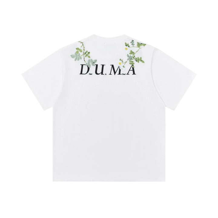 Blommig broderad bokstav lös passform T-shirt