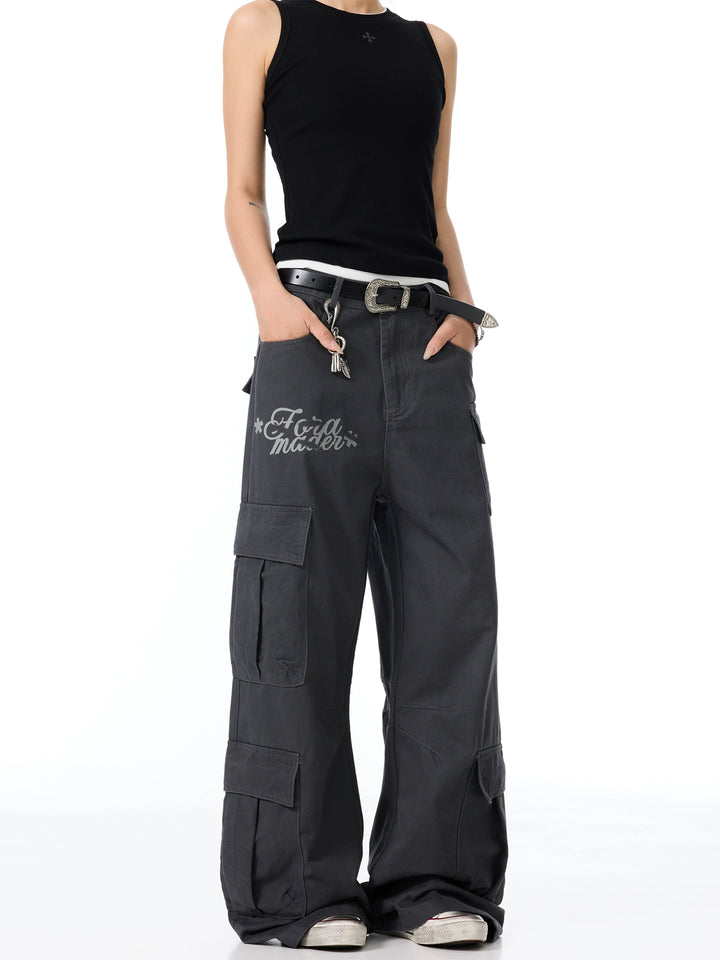 Brevtryk Flared Multi-pocket Cargo Bukser