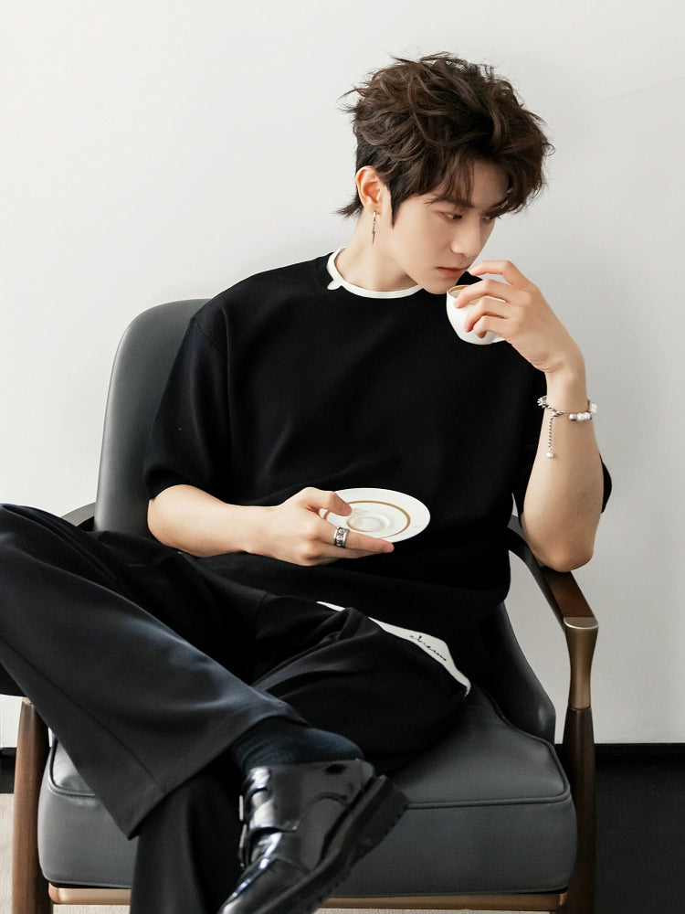 Knitted Short Sleeve Loose Fit T-Shirt