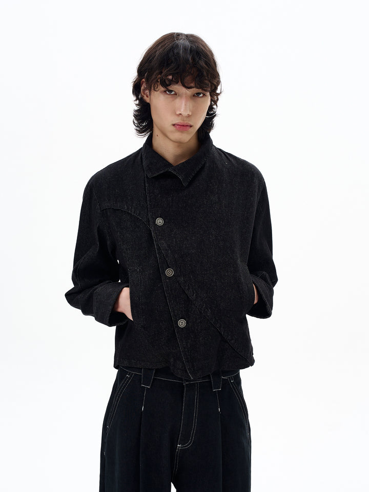 Retro Rechte Pas Asymmetrische Denim Jas