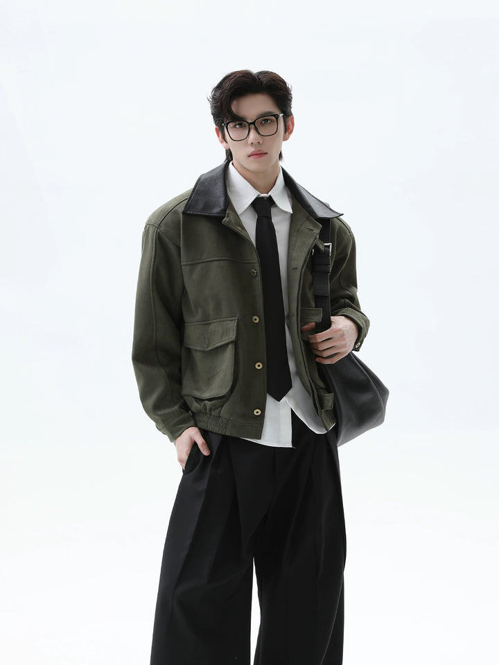 Suede Lapel Patchwork Jacket