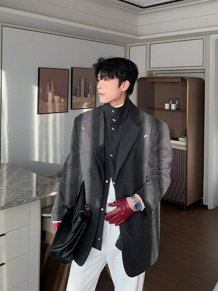 Woolen Blazer with Shoulder Pads