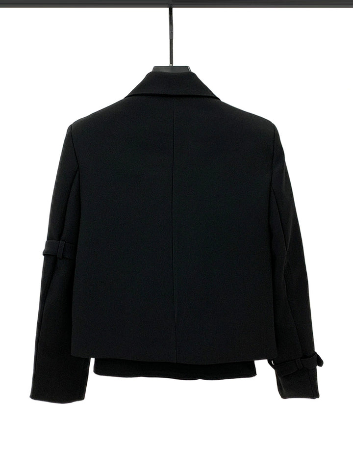 Metal Rivet Double-Breasted Short Suit Jacket