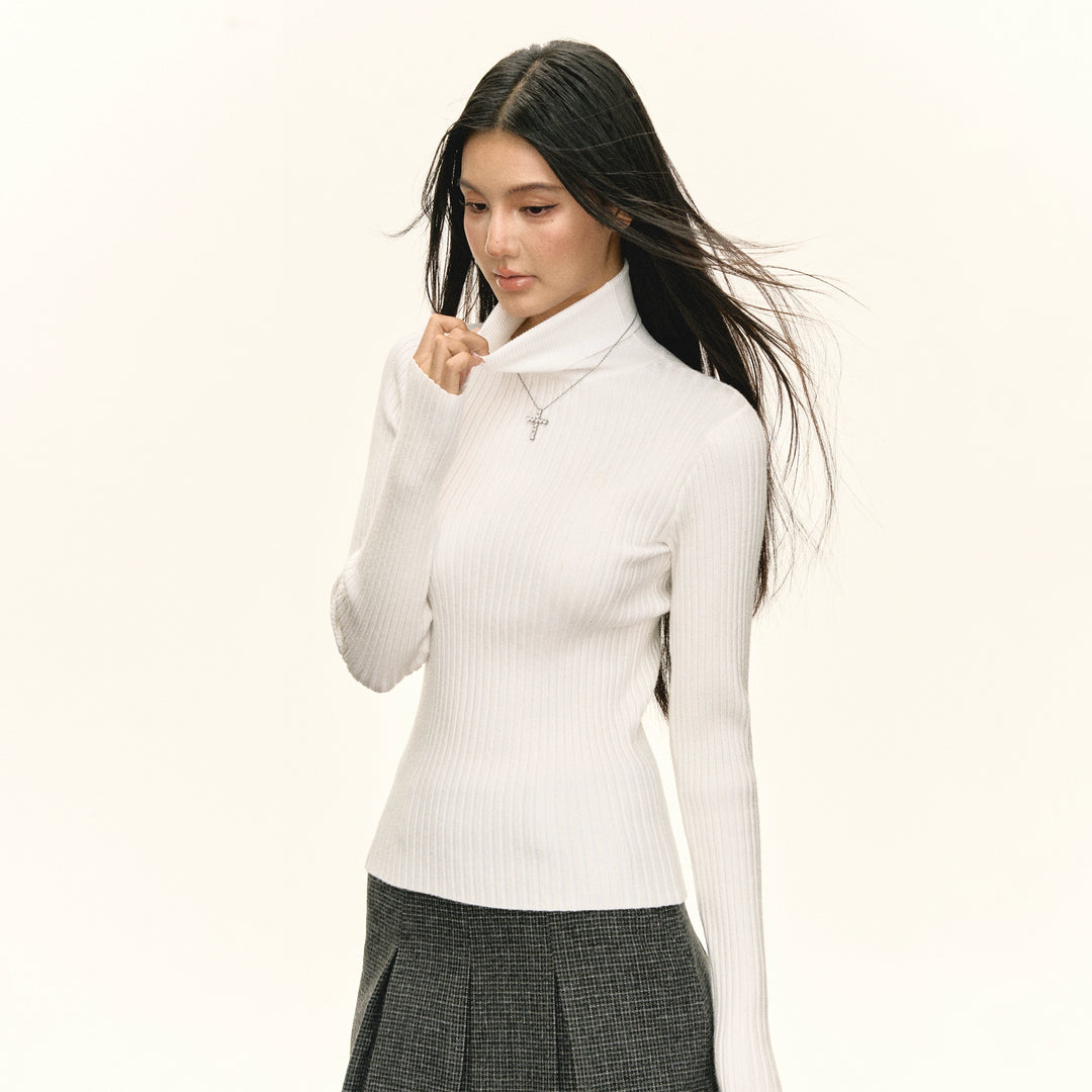 Ribbed Turtleneck Slim Fit Sweater