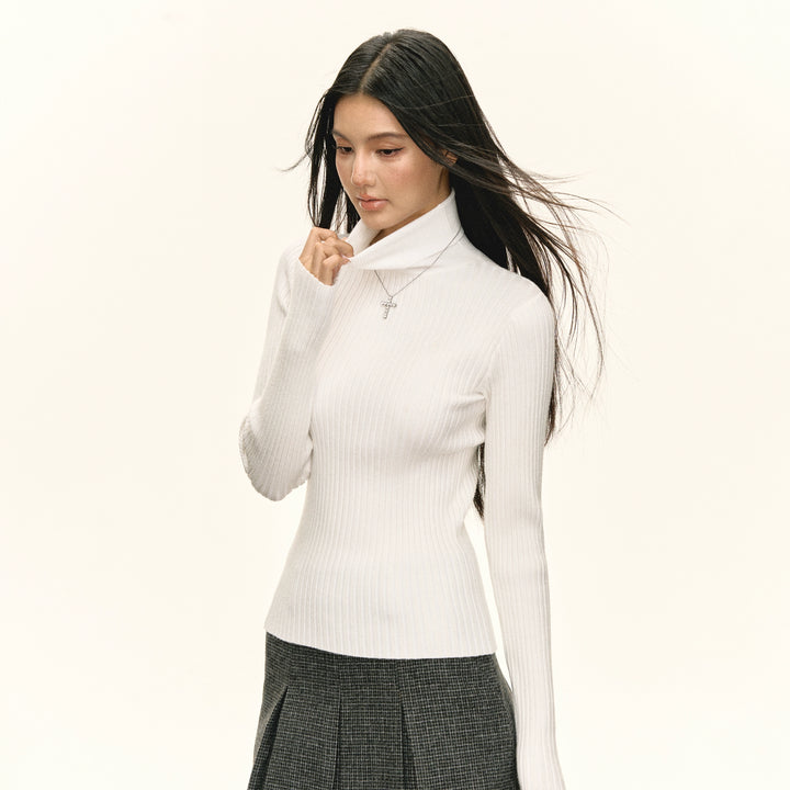 Ribbed Turtleneck Slim Fit Sweater