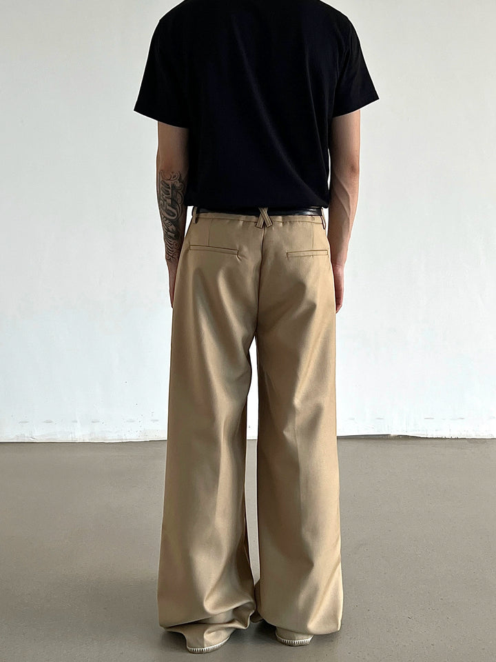 Stitch Detail Straight Drape Casual Pants