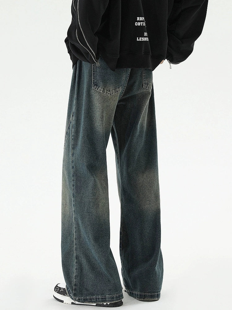 Retro Distressed Flared Loose Jeans