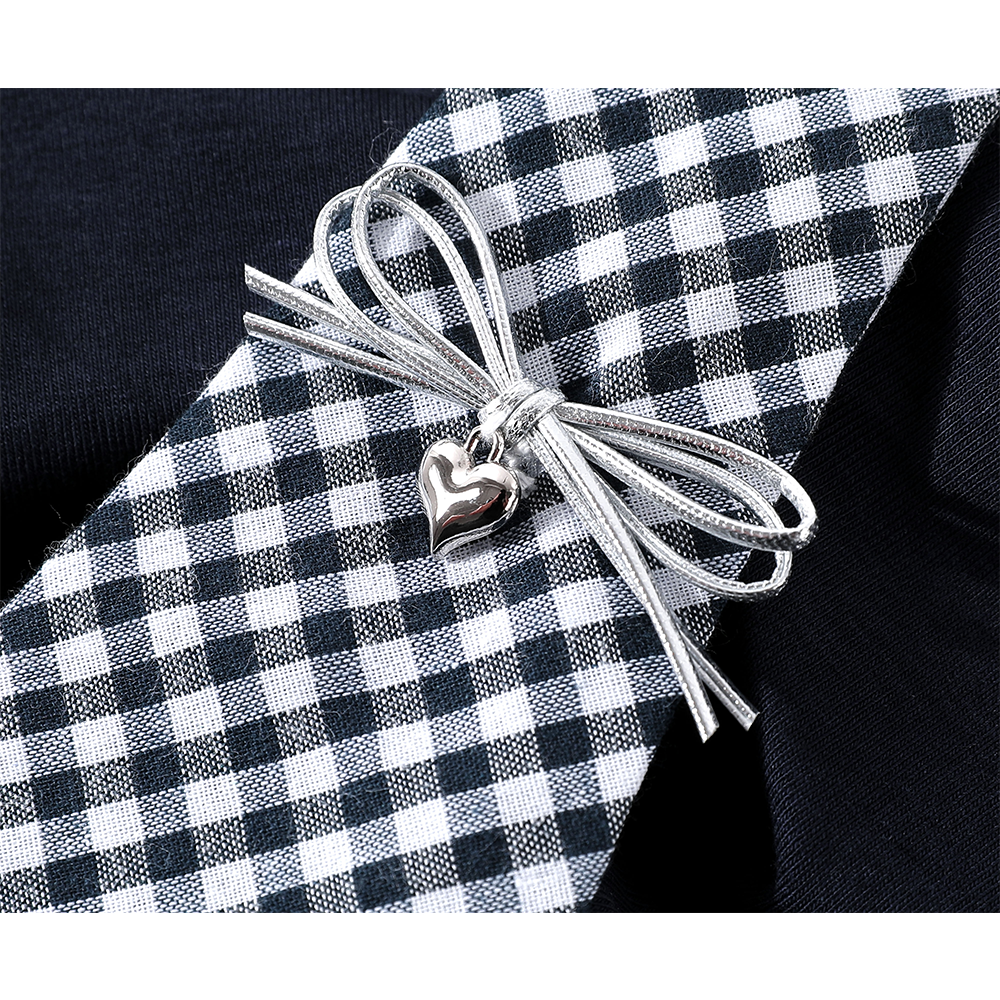 Korean Style Plaid Tie V-Neck Top