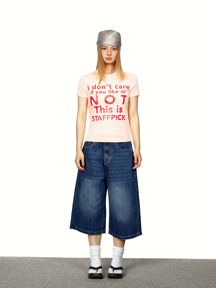 Letter Print Slim Fit Short Sleeve T-shirt