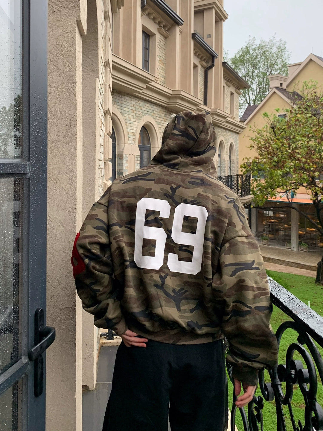 Camouflage Embroidered Zip Up Hooded Sweatshirt
