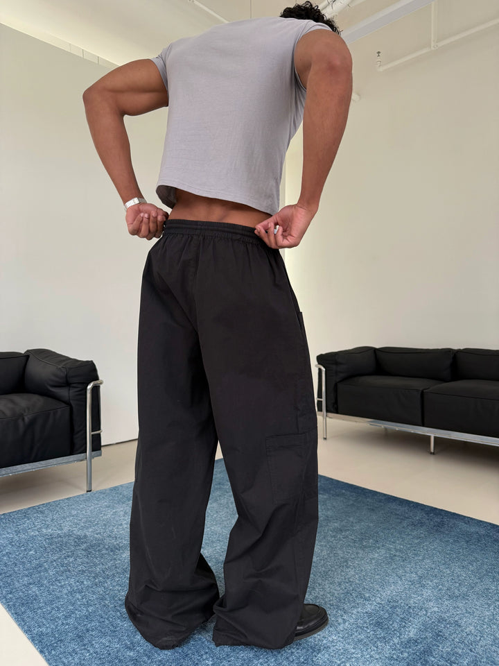 Multi-pocket Drawstring Loose Wide-leg Pants