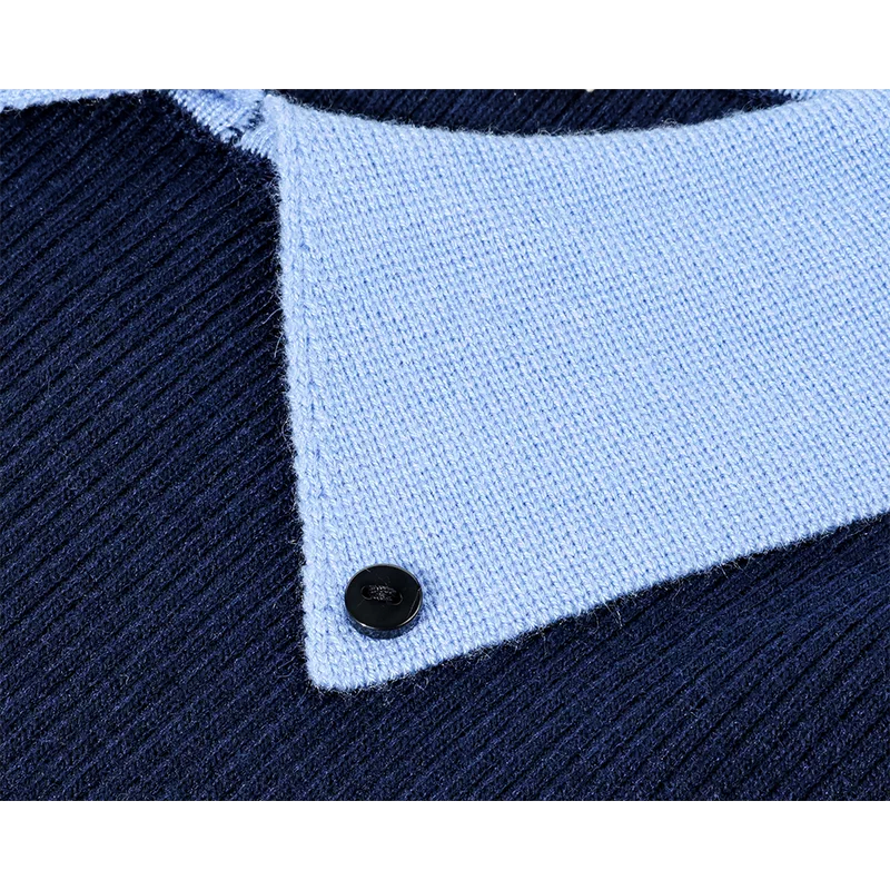 Contrast Collar Layered Knit Sweater