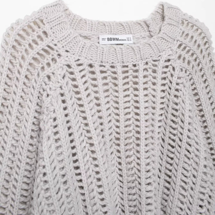 سُترة طويلة الأكمام مع حزام جانبي محبوك