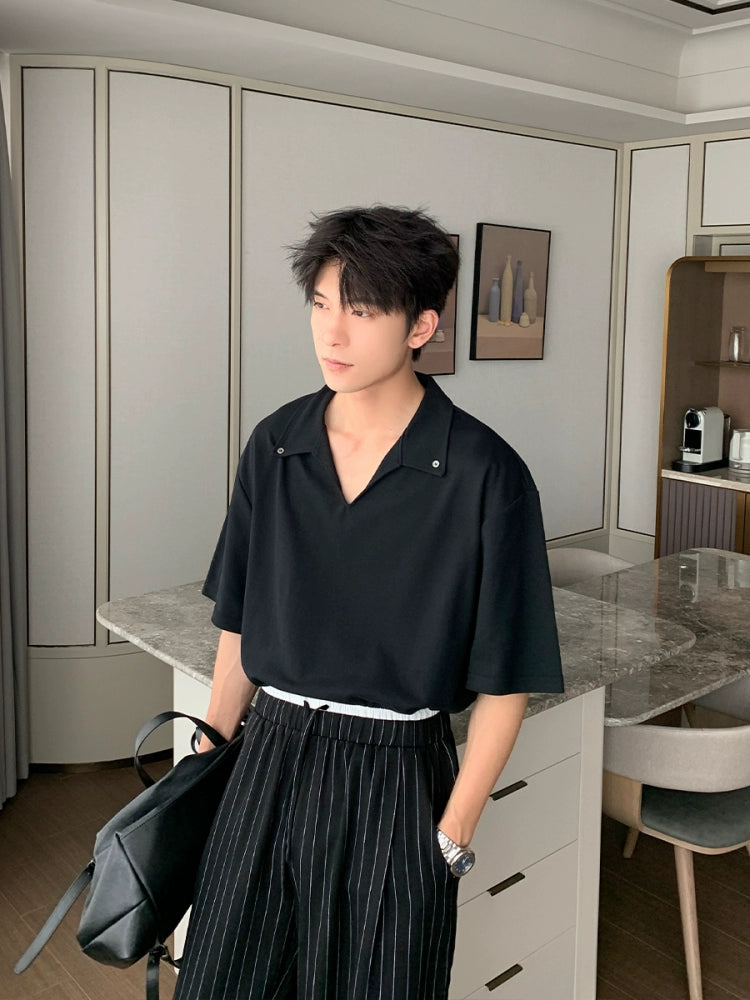 Loose Short Sleeve Lapel Polo Shirt