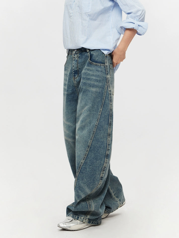 Loose Distressed Washed Jeans