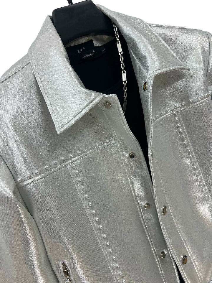 Silver Metallic Bomber Jacket
