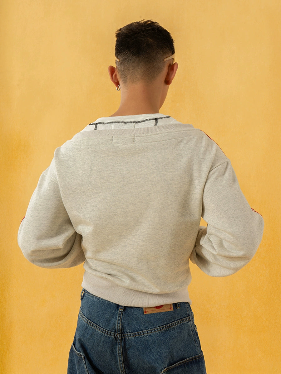 One-Shoulder Zip Up Striped Hoodie