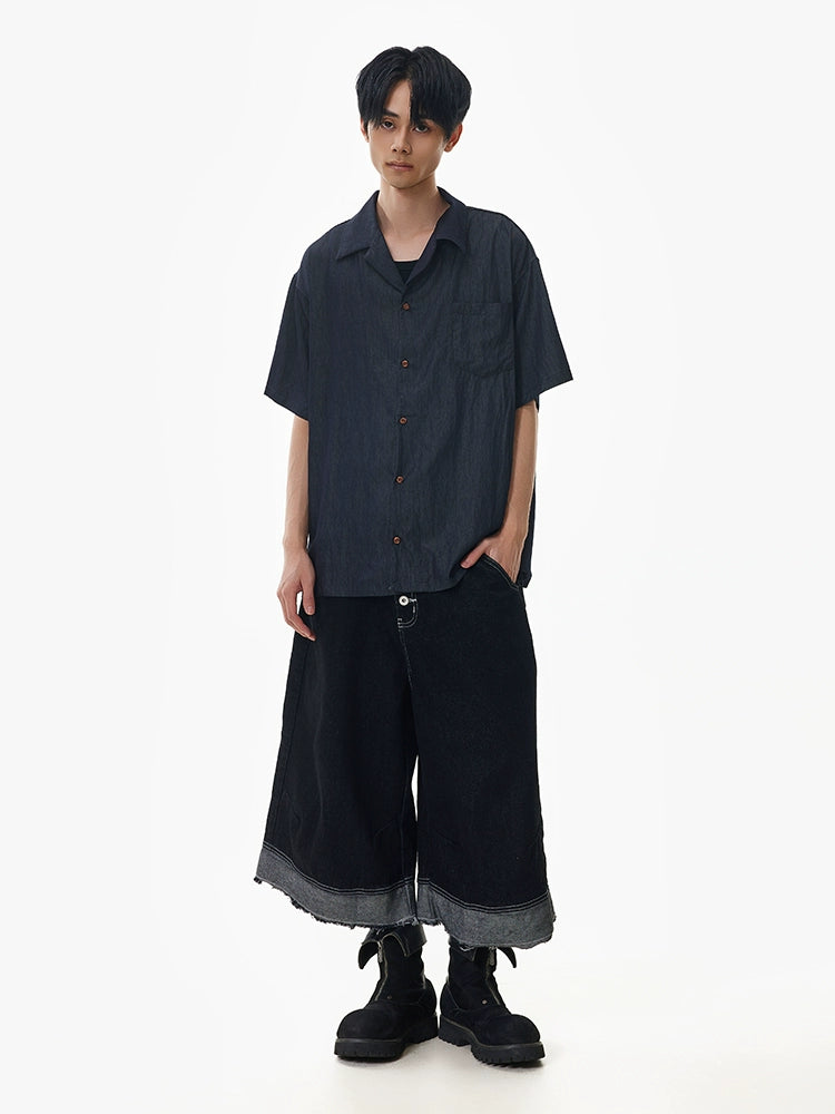 Cuban Collar Short Sleeve Shirt