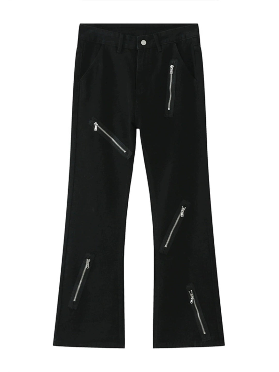Straight Fit Zipper Detail Street Pants