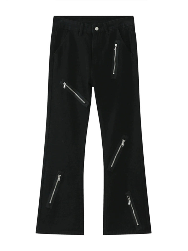 Straight Fit Zipper Detail Street Pants