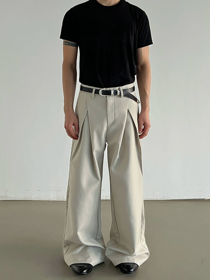 Pleated Loose Fit Straight Casual Pants