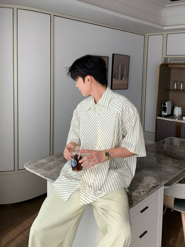 Striped Short Sleeve Casual Shirt