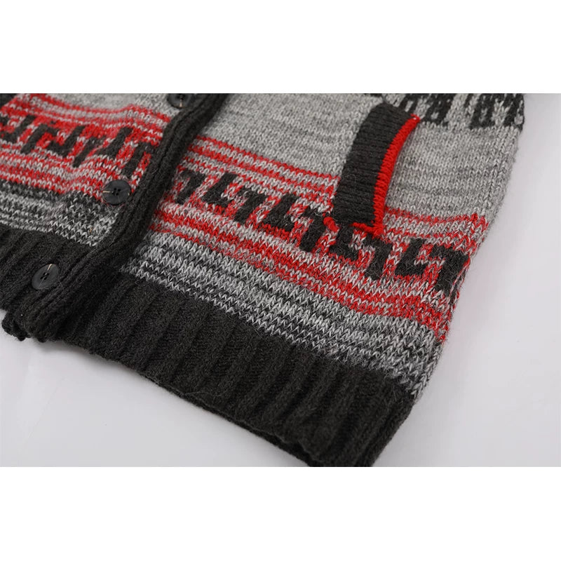 Retro Pattern Knit Button Sweater